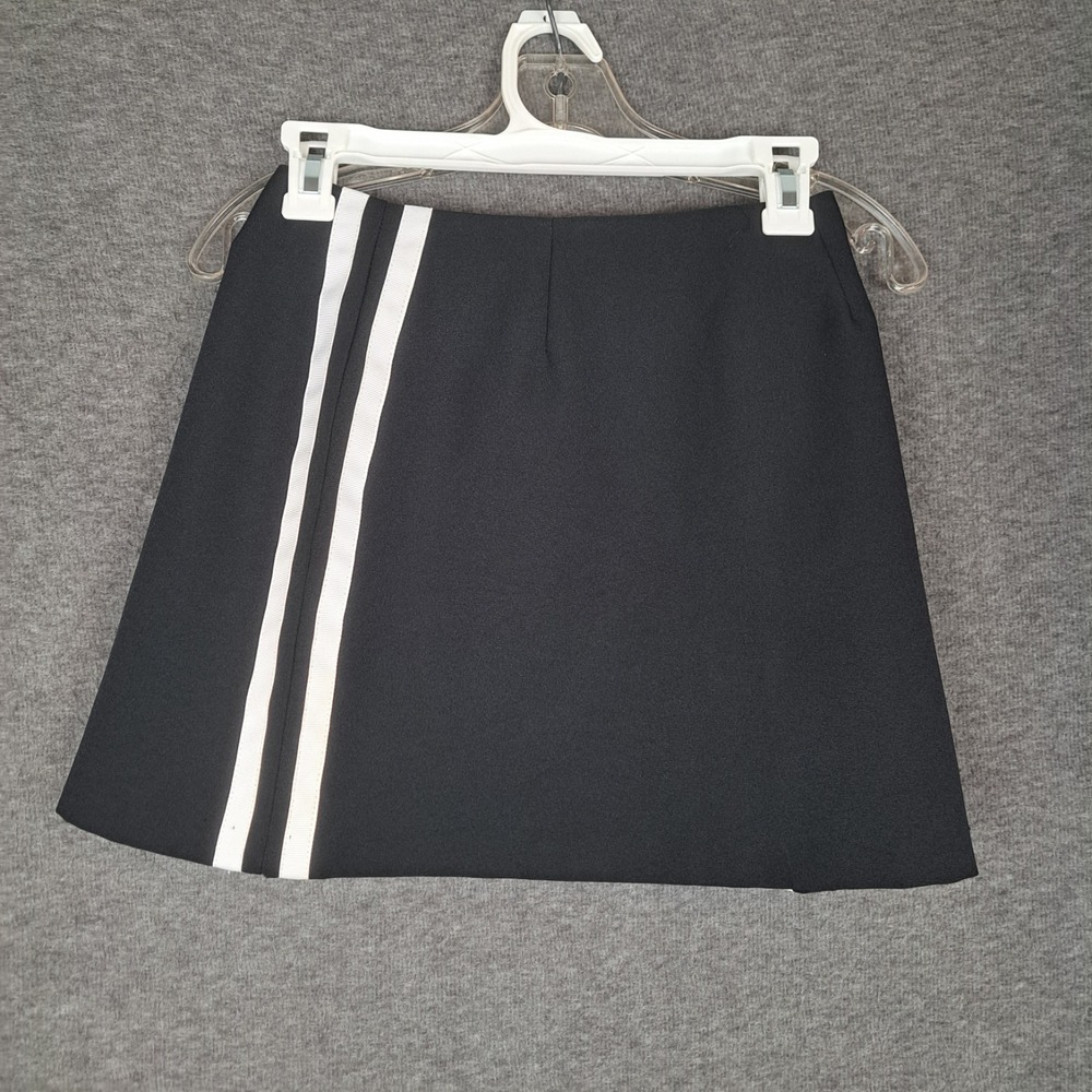 Vtg 90s‎ Rumours Womens Black White Stripe Mini Skirt 5/6 S M USA